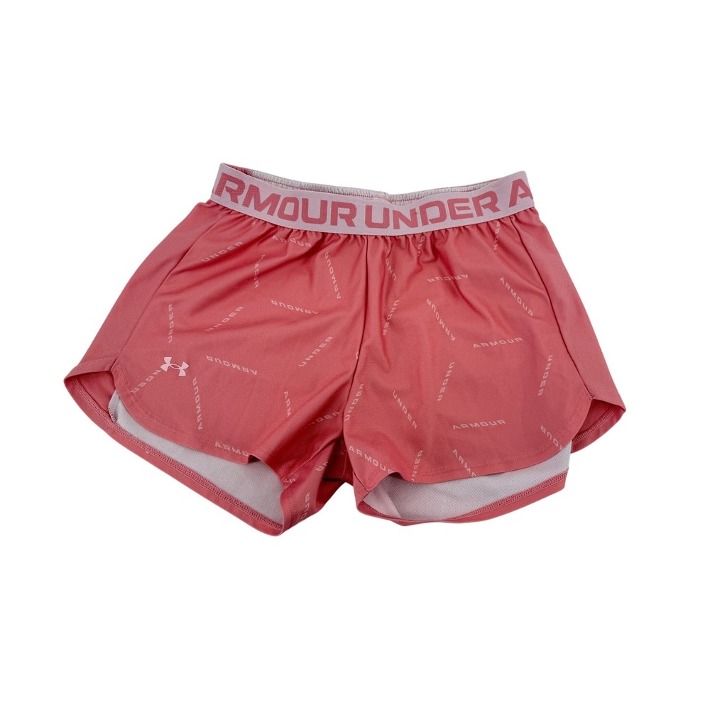 Coral Pink Under Armour Womens Play Up Printed Running Shorts Small Barbiecore